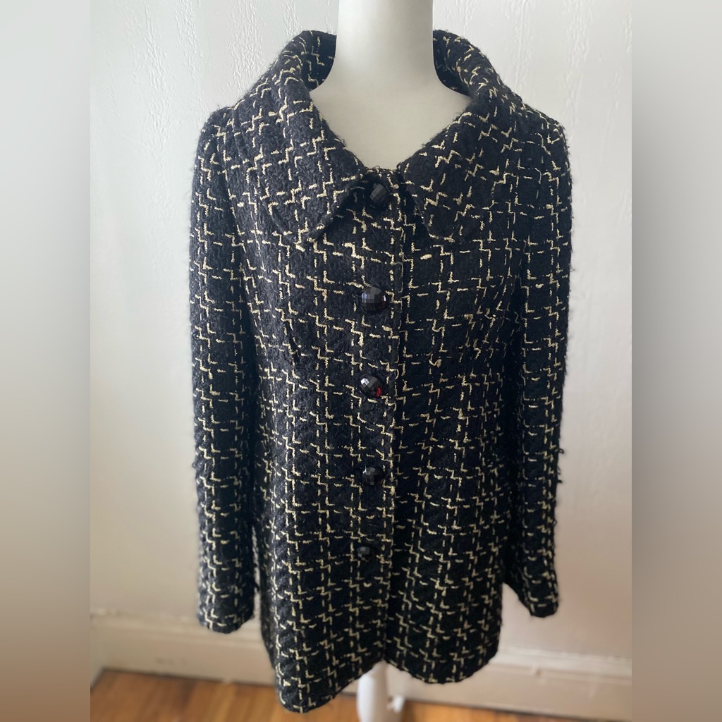Anthropologie Berman Black Boucl Coat - Size Medium